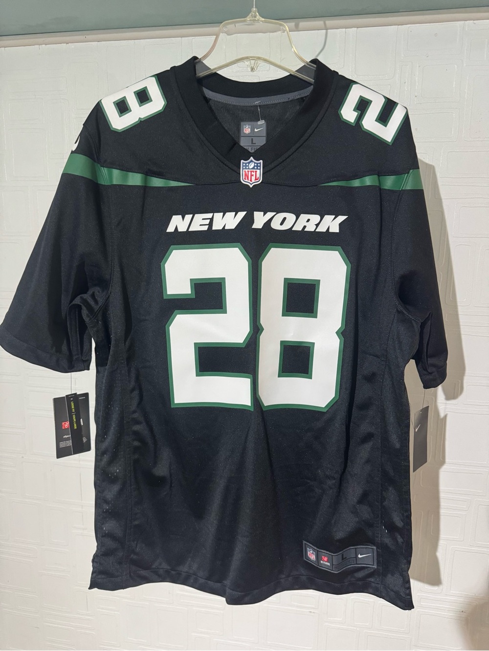 Nike Black New York #28 HOF Curtis Martin Football Jersey with Green Accents